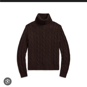 Polo Ralph Lauren Cable-Knit Cashmere Turtleneck Sweater - Dark Brown